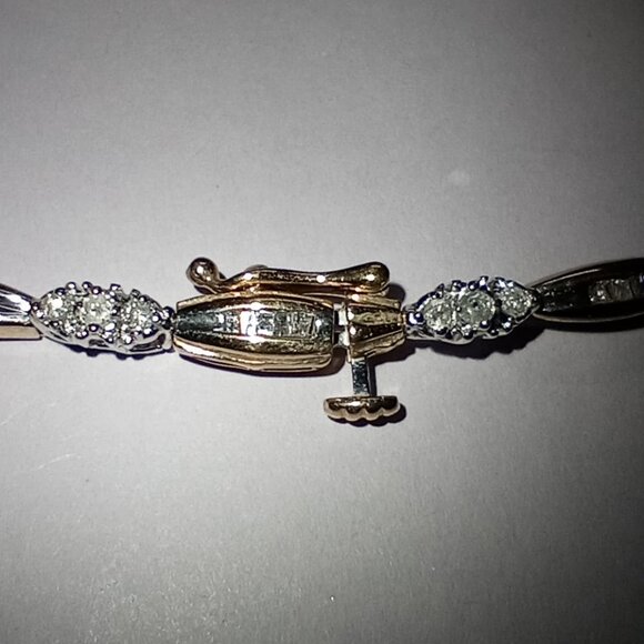 10Kt Two-Tone Gold 1-Carat Diamond Bridge-Style Bracelet - Picture 6 of 6